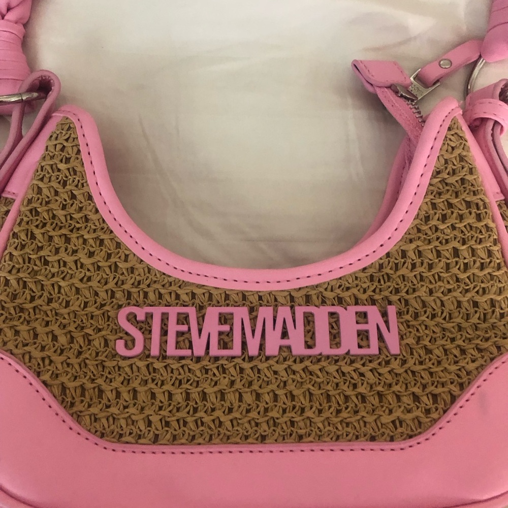 Steve Madden Pink and Tan Shoulder Bag with Textured Design